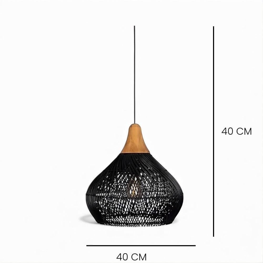 Lustre Rotin Cloche Inversee Noir Noir