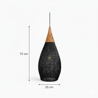 Lustre Rotin Goutte d'Eau Rotin Noir Noir