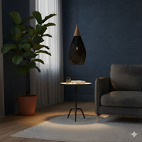 Lustre Rotin Goutte d'Eau Rotin Noir Noir