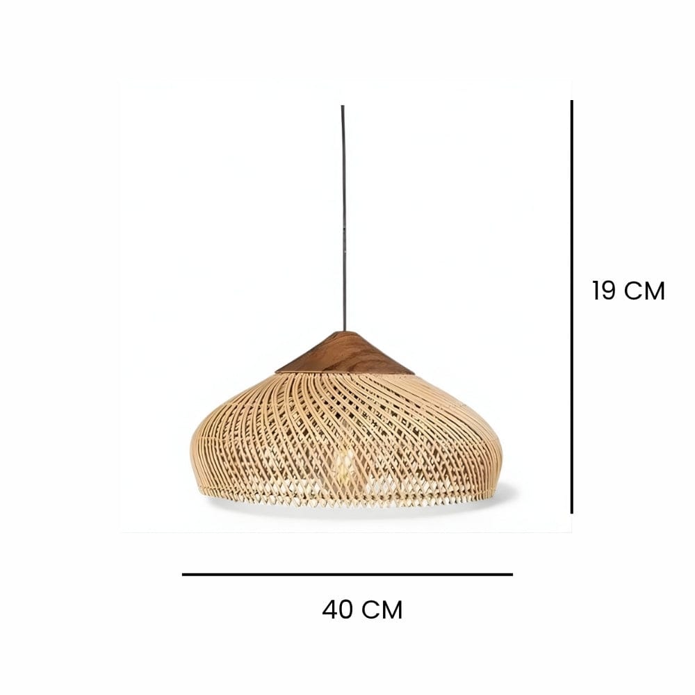Lustre Rotin Soucoupe Beige
