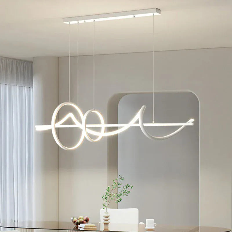 Lustre Salon Anneaux Blanc Blanc