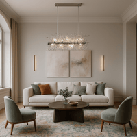 Lustre Salon Branche Cristal Argent