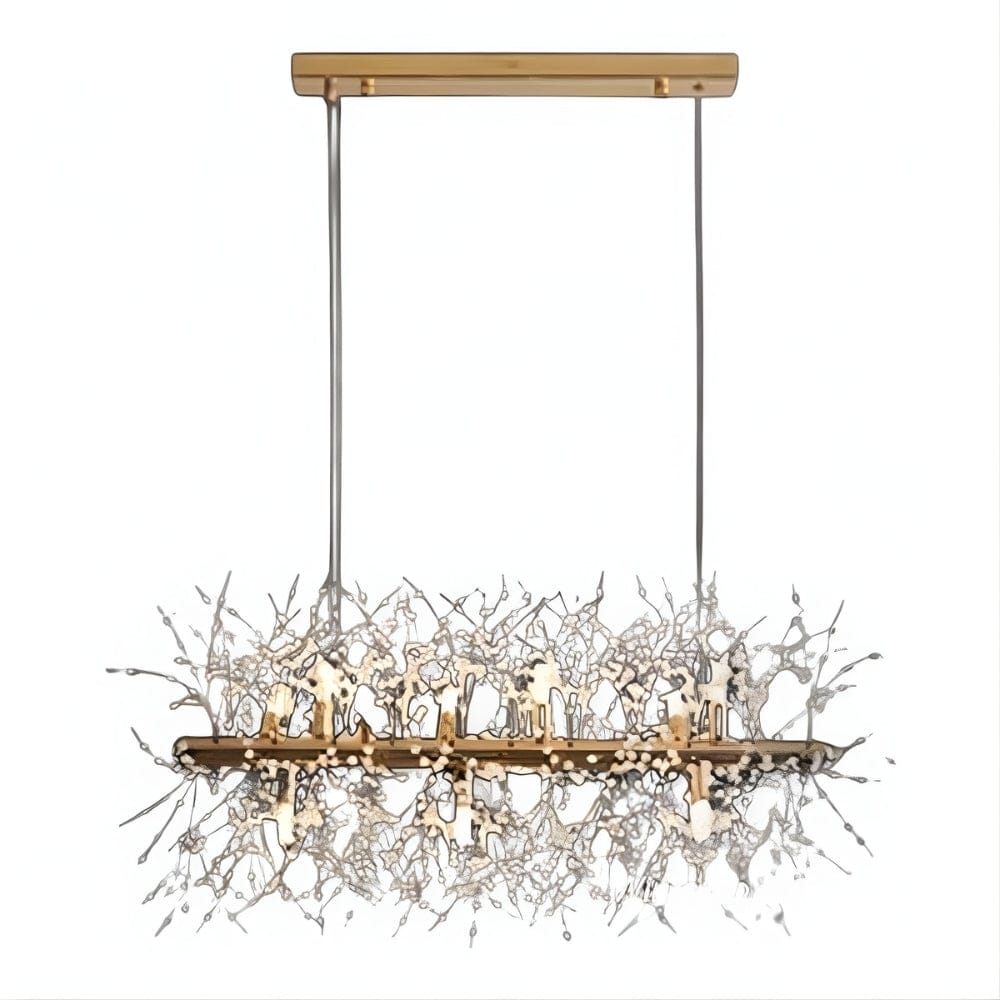 Lustre Salon Branche Cristal Doree Dorée