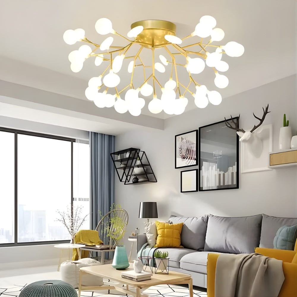 Lustre Salon Branche Doree Dorée