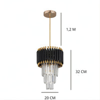 Lustre Salon Cylindre Cristal Noir