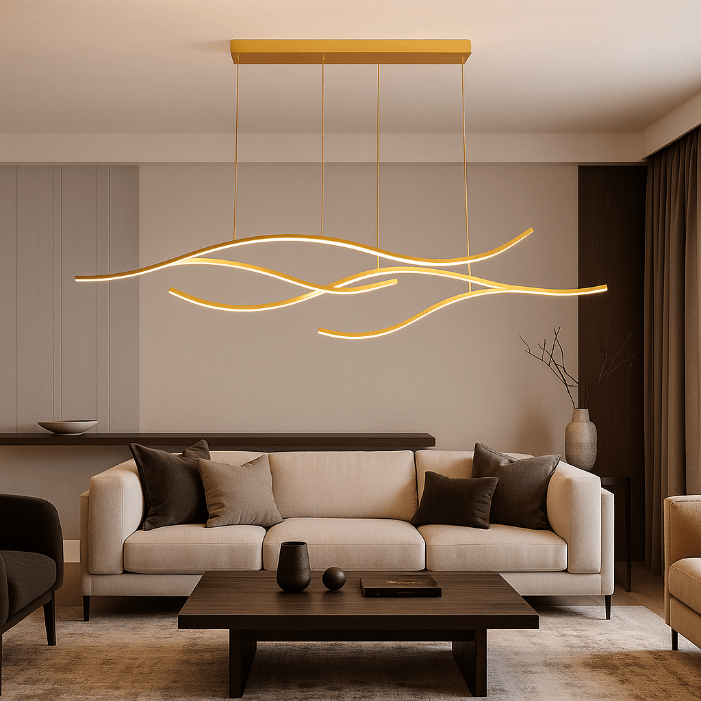 Lustre Salon Double Ruban Doree Dorée