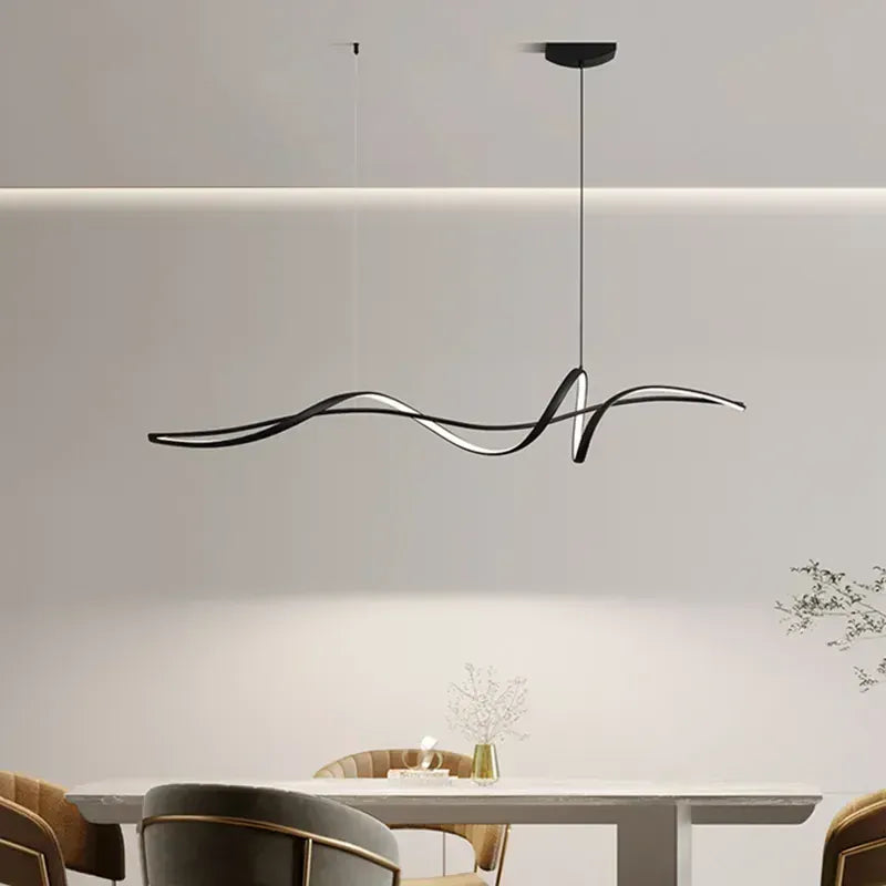 Lustre Salon Moderne Onde Noir Noir