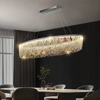 Lustre Salon Ovale Cristal Argent