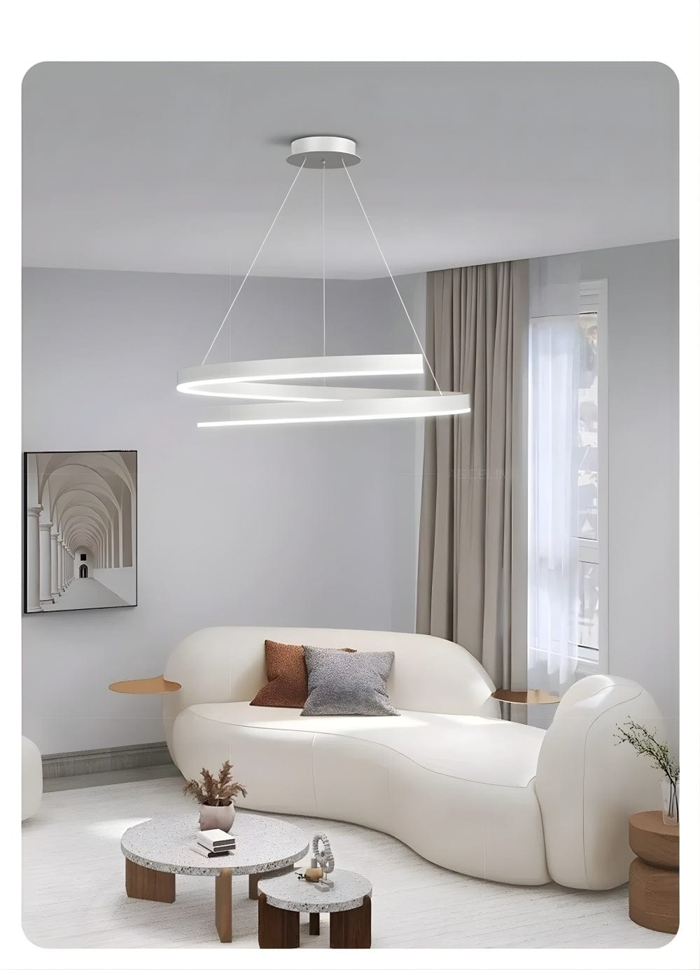 Lustre Salon Spirale Blanc Blanc