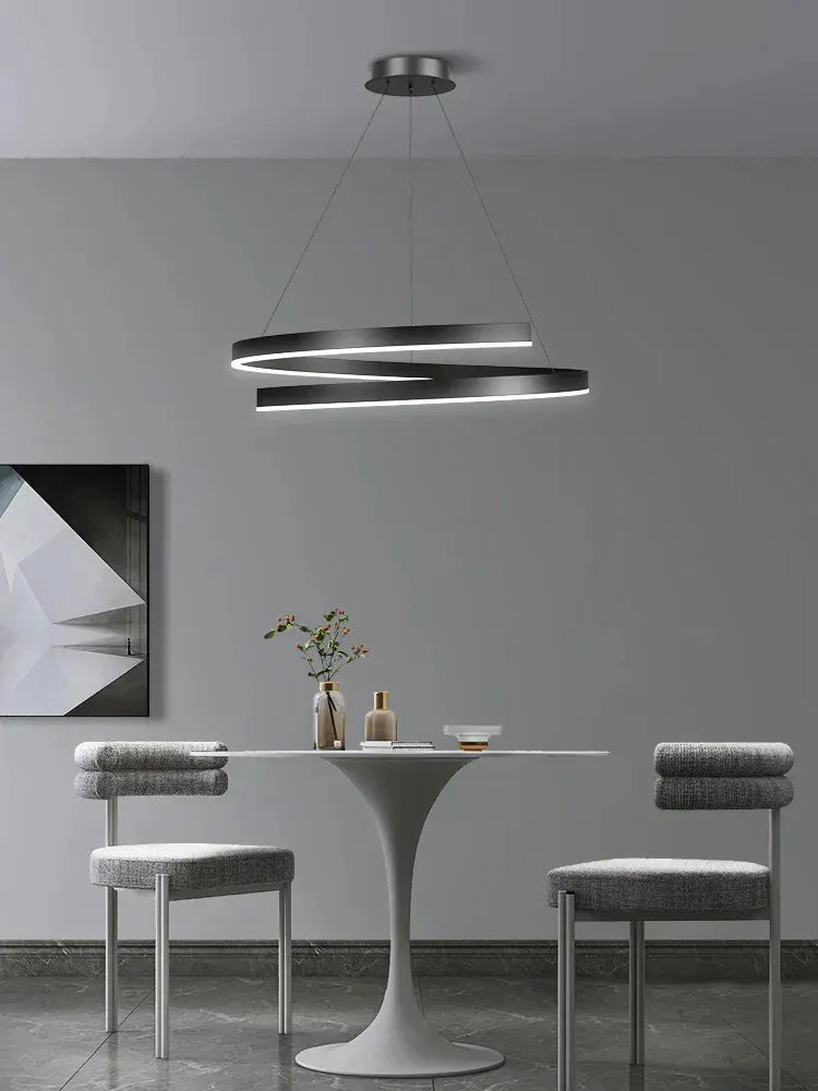 Lustre Salon Spirale Noir Noir