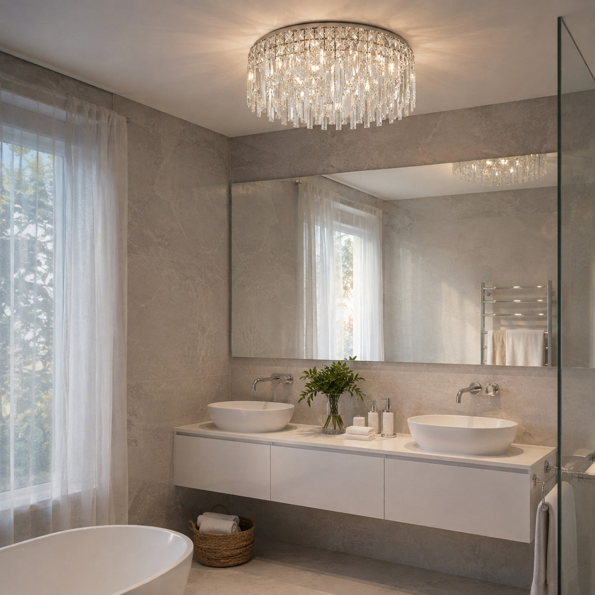 Lustre Salle de bain Rond Crystal - ambiance