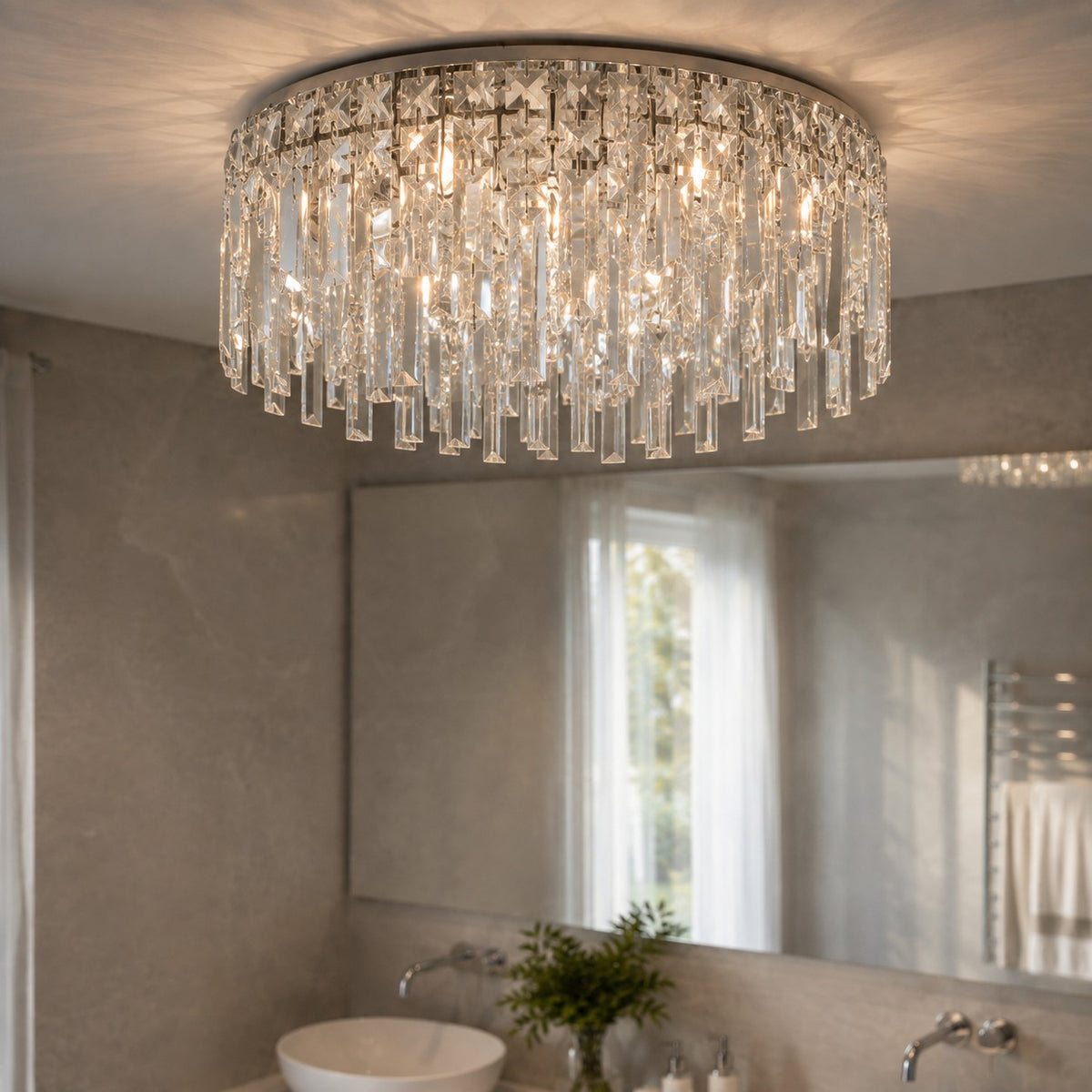 Lustre Salle de bain Rond Crystal - vue rapprochee