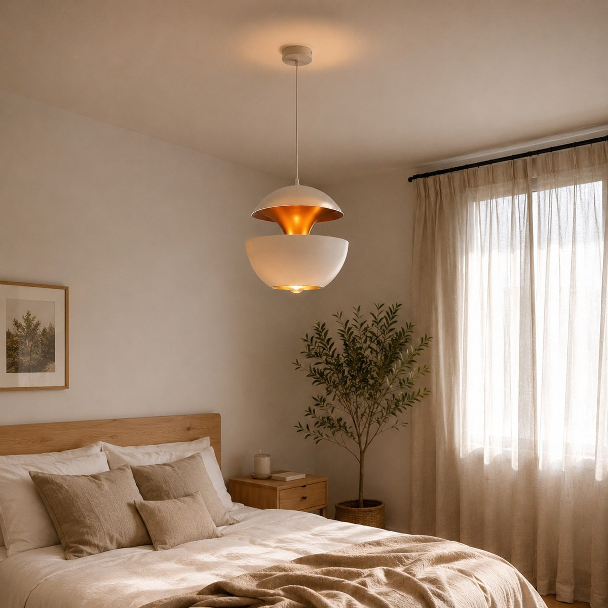 Lustre Chambre Sphere Blanc - ambiance
