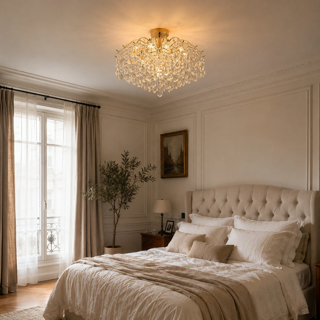 Lustre Chambre Suspendu Crystal - ambiance chambre