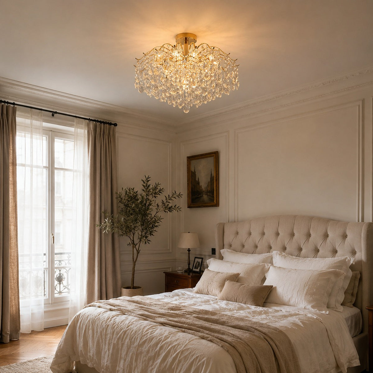 Lustre Chambre Suspendu Crystal - ambiance chambre