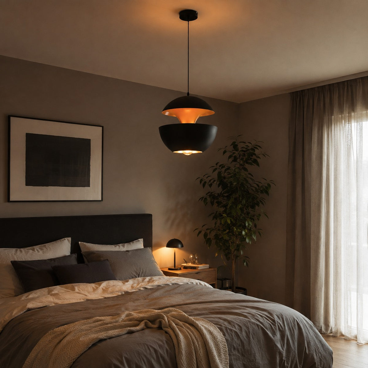 Lustre Chambre Sphere Noir - ambiance