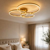 Lustre Chambre Triple Anneaux Doree - vue rapprochee